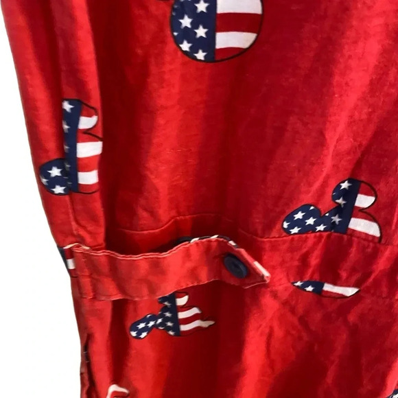 Disney utility red white blu cotton mickey mouse shorts romper jumpsuit vacation - Picture 6 of 6